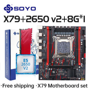 SOYO X79 Game Motherboard LGA 2011 Set with E5 2650 V2 CPU 8G*1 DDR3 ECC RAM Memory M.2 NAME Computer components Mainboard