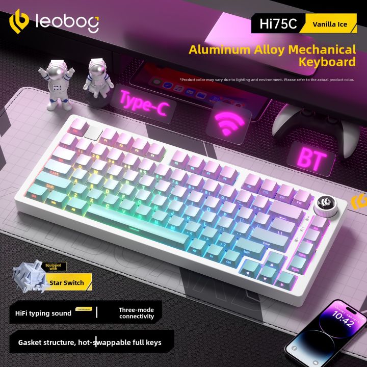 LEOBOG | Wireless Gaming Office 3-Mode Mechanical Keyboard Aluminum ...