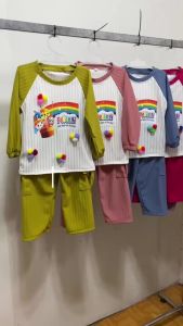 SHAFIYYA KIDS SETELAN ANAK PEREMPUAN HORNET KNIT CARGO POMPOM 1-10 TAHUN TERBARU 2024