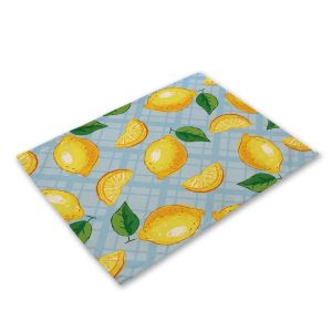 1PC Fresh Lemon Linen Placemat Non-Slip Heat-Resistant Table & Kitchen Mat 30x40cm