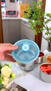 Hộp Inox Tròn Bảo Quản Thực Phẩm Kèm Nắp Nhựa Kín mùi An Toàn Sức Khoẻ