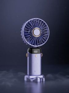 Mini Portable Fan Usb Rechargeable Handheld Fan Smart Led Digital Display 5 Speed Adjustable Fan for Travel Summer Cool Tools