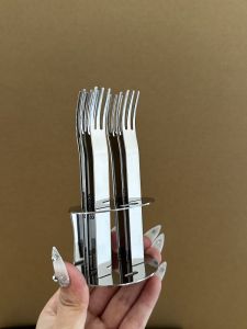 Boshang Home 304 Stainless Steel Fruit Fork Set Dessert Eating Home Use Fork Cake Dessert Fork Storage Rack Gift Box