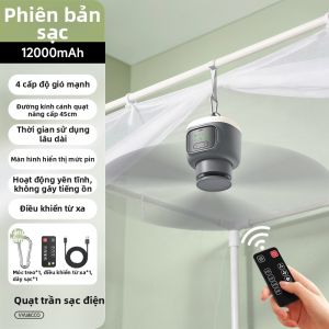 vvu&cco | Quạt Trần Mini Tích Điện Sạc USB Chạy Êm Cánh Lớn Tiện Lợi