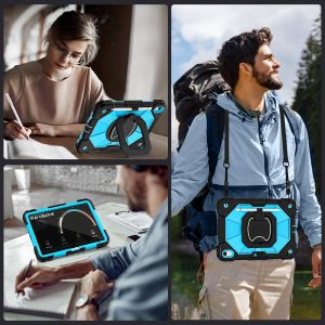 Kids Case for iPad (A16) 11th Generation 11 Inch (2025)Three Layer Drop Protection Shockproof Case with Rotating Stand & Pencil Holder & Shoulder Strap for iPad 10th Generation 10.9 Inch 2022for iPad 9th 8th 7th 6th 5th GenAir 2Pro 9.7