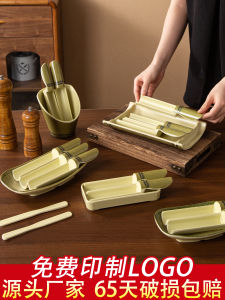 Bộ Khay Đựng Bún Cá Mực Sáng Tạo Ba Màu Bằng Melamine Hình Ống Tre Thương Mại Dùng Trong Nhà Hàng Hình Mực Và Cá