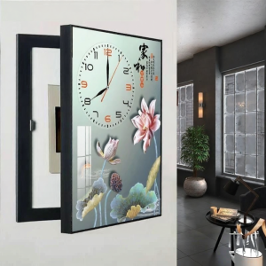 Decorative Concealing Wall Art with Clock for Meter Box Vertical Modern Minimalist