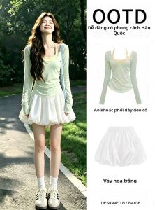 ZUKUN | Bộ Đầm Sundress Hai Mảnh Với Dây Qua Cổ