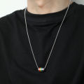Enamel Rainbow Bead Charm Necklace Stainless Steel Box Chain Necklaces For Men Women LGBT Pride Jewelry. 
