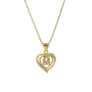 Mặt Dây Chuyền Chữ Cái Tiếng Anh A-Z Mạ Vàng 18K Dành Cho Nữ Mặt Dây Chuyền Hình Trái Tim Đính Đá Zircon Vi Mô Trang Sức Thời Trang