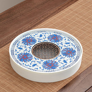 XIANGYE | Retro Blue and White Circular Tea Tray Water Storage