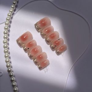 Handmade Wearable Nail Art Stickers Striped Watermelon Gradient Strawberry Metal Style New Chinese Style Nail Tips False Nails