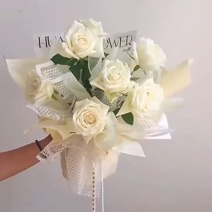 Flower Wrapping Motif Polkadot Kecil Transparant Kertas Bunga 6189