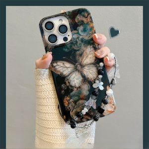 Luxury Hollow out Glitter Butterfly iPhone 15 Case Apple 16 pro Max New Model High End 13 Unique Super Popular 14 Non-Repeating Shell 15 pro Internet Famous Max with Lanyard