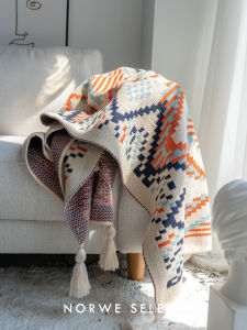 Khăn Trải Giường Dệt Kim Bohemian Phong Cách Scandinavia Mùa Đông Ấm Áp Mềm Mại Đa Năng Dùng Trong Nhà Ngoài Trời