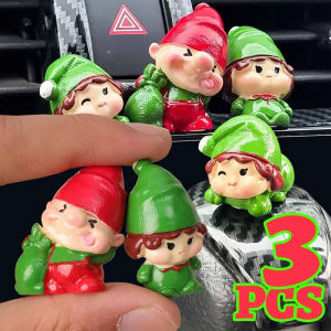 3PCS Christmas Elf Car Ornaments Automotive Dashboard Mini Christmas Elf Character Ornament Home Desktop DIY Decoration Accessories
