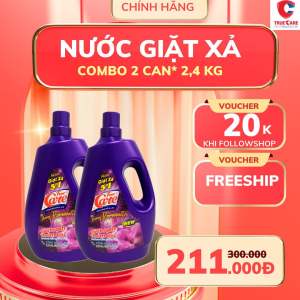 Combo 2 can Nước giặt xả True Care 5IN1 can 24kg trắng sạch quần áo  gấp đôi hạt lưu hương thơm lâu mềm vải