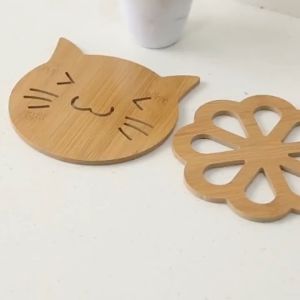 ที่รองกัน แผ่นไม้รองหม้อ แผ่นรอง กันลื่น สีเหลี่ยม ทรงกลม