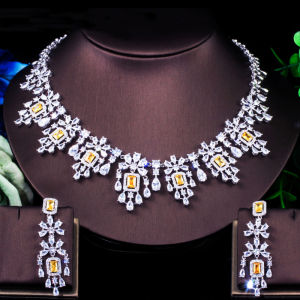 SEQUITO Luxury Women Noble Jewelry Set White Gold Plated Full Paved AAA Zirconia Setting Red Stone Chandelier Necklace Pendant Earrings for Bridal Wedding SJ318