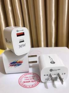 Củ sạc 2 cổng sạc nhanh 30W PD Type C và USB QC 3.0 - PD 30W Hỗ trợ sạc nhanh cho các dòng điện thoại