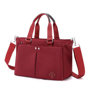 Pink Oxford Large Capacity Waterproof Nylon Shoulder Crossbody Bag Simple Lightweight Handbag for Women Casual Style Tote Bag