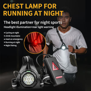 Biking Night Running Lights Chest Light with 90° Adjustable Beam Angle Waterproof Ultra Bright SafetyLamp with Reflective Straps