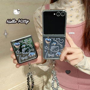Kt Cat Samsung Zflip6 Phone Case Xiaomi Mixflip Protective Cover Full View Window Zflip5 Anti-fall Cute W24 Flip Electroplated Mirror Flip Cool Girls Style