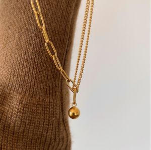 BESFOME Stainless Necklace for Women Non Tarnish Small Round Ball Pendant Gold Chain Jewelry Gift