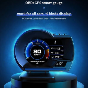 Car Trucks Speedometer OBD with GPS Dual System HUD Head Up Display Gauge with Navigation Alarm Ambient Overspeed Warning System