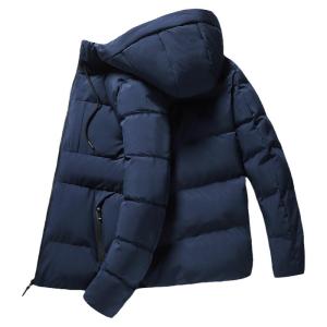 Winter Thickened Mens Hooded Cotton Jacket Warm Casual Fashionable All-Match Outerwear Youth Popular Polyester Fiber Coat