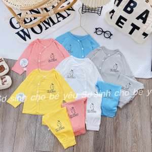 (MS42)Bộ dài tay thun lạnh cúc chéo Kwoo siêu mềm mát cho bé