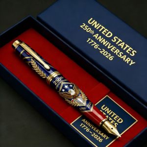 250th U.S. Anniversary Pen and Notebook Set 2026 America Independence Day Journal Leather Cover & Ballpoint Pen Gift Set for Men