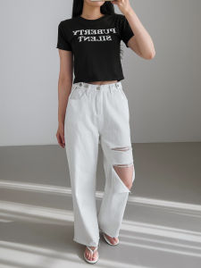 กางเกงยีนส์ทรงหลวมสีชมพูสไตล์ย้อนยุคสำหรับผู้หญิง กางเกงขายาวทรงหลวม กางเกงยีนส์ทรงตรง ทรงหลวม สไตล์ย้อนยุค