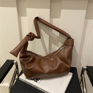 Korean Style Ins Retro Soft Leather Dumpling Bag Casual Versatile Single Shoulder Slant Cross Bag Lazy Style Croissant Horn Bag