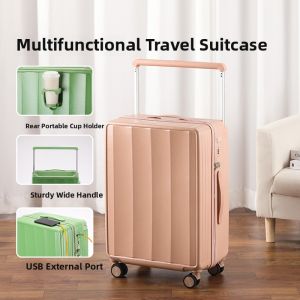 New 2025 Womens Deep Warehouse Aluminum Frame Front Opening Luggage 26 Inch Travel Check-In Password Lock Suitcase