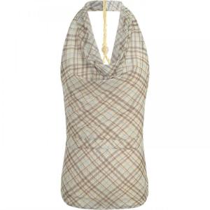 Design Sense Yellow Checkered Backless Sleeveless Top