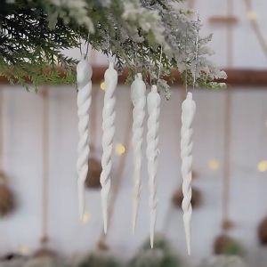 20PCS Twisted Icicle Ornament Christmas Tree Glitter Spiral Strip Hangings for Party Accessorie