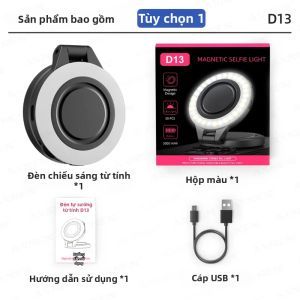 Đèn Vòng Selfie Mini AXNEN Có Nam Châm Tích Hợp Điều Chỉnh Độ Sáng 3 Màu Sạc Không Dây Qua USB Cho Điện Thoại Thông Minh iPhone Và Android