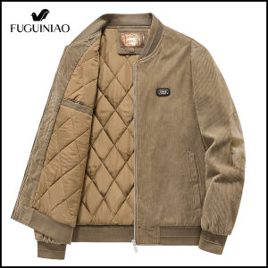 FUGUINIAO Corduroy Mens Outdoor Jacket Fashion Mens Lightweight Jacket