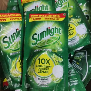 Sunlight Jeruk Nipis 100/90ml Dishwashing Liquid 10X Faster Rhamno Power Gentle Eco-Friendly