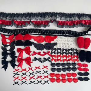 Đen Và Đỏ Ren DIY Chất Liệu Túi Handmade Thanh Giá Đỡ Trang Trí Thung Lũng Làm Đẹp Thẻ Tay Polyester/Bông Thiết Bị