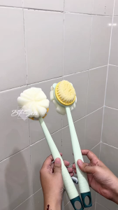 Sikat Punggung 2 in 1 Sponge Puff Loofah Pembersih Punggung Badan 2 Sisi Bath Brush