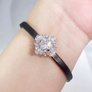 Sequito phong cách Châu Âu thiết kế trang sức nữ Pave thiết lập pha lê lấp lánh đá bạc da vàng vành đai Vòng đeo cổ tay hình hoa Watchband món quà sinh nhật B221