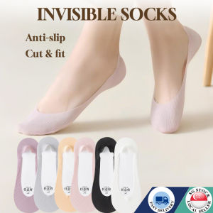 🇸🇬 3 Pairs Anti SlipInvisible Socks Ladies Non-slip No Show SocksIce silk boat socksWomen /cuttable socks