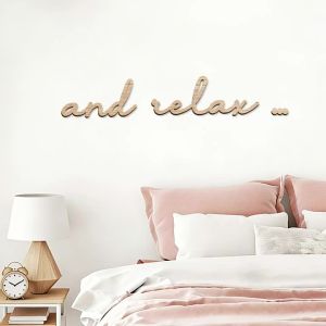 3D Stereoscopic Relax Wooden Wall Stickers Bathroom Wall Stickers Bohemian Wood Phrase for Shower Bath Relaxation Wall Decor