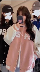 🎏Korea NEW เสื้อแจ็คเก็ตบอมเบอร์กันหนาว ผ้าสำลี ลาย F4 ทรงโอเวอร์ไซส์ 3 สี