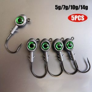 5PCS/Pack 3D Big Eye Jigheads For Fishing Trout & Bass Suitable For Red Fish Salmon Bass Trout And Other Fish