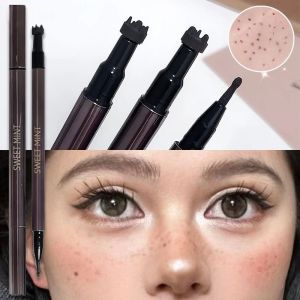 【Grilrigrin】Double-ended Waterproof Freckle Pen 2 in 1 Natural Lifelike for Lasting Look Dot Spot Pen Makeup for Women Makeup Dark Brown