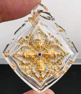 Phra Phrom + Mirror]  ✨ Gold and Silver Dual-Tone | 2K Material Masters: Luang Phor Gee x Luang Phor Channam B.E.: 2561 (2018)