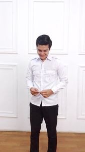Seragam Dinas Putih Pria Kemeja Pria Putih Lengan Panjang PDH Saku Atas